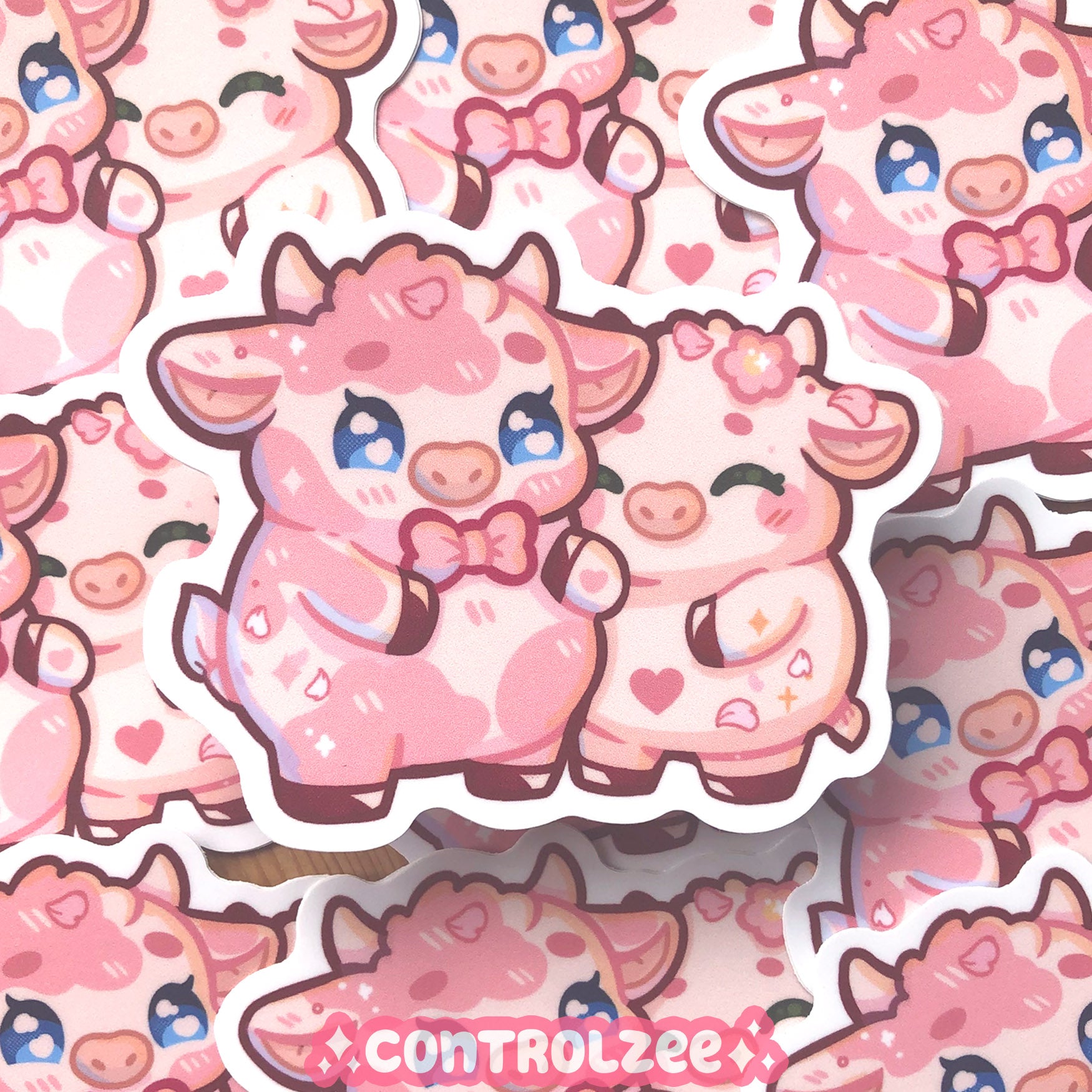 Strawberry Cow Sticker Set