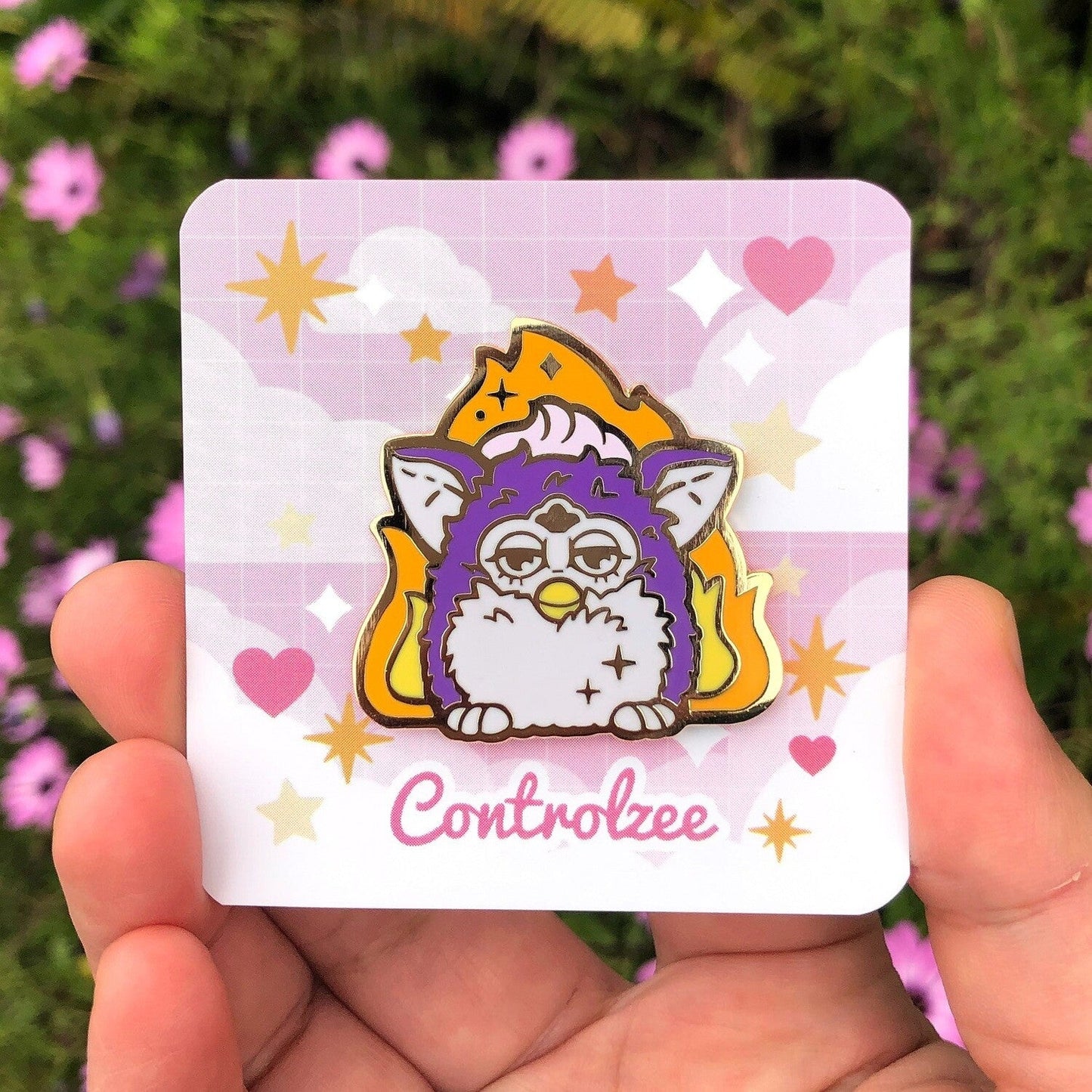 Purple Fire Furby Enamel Pin