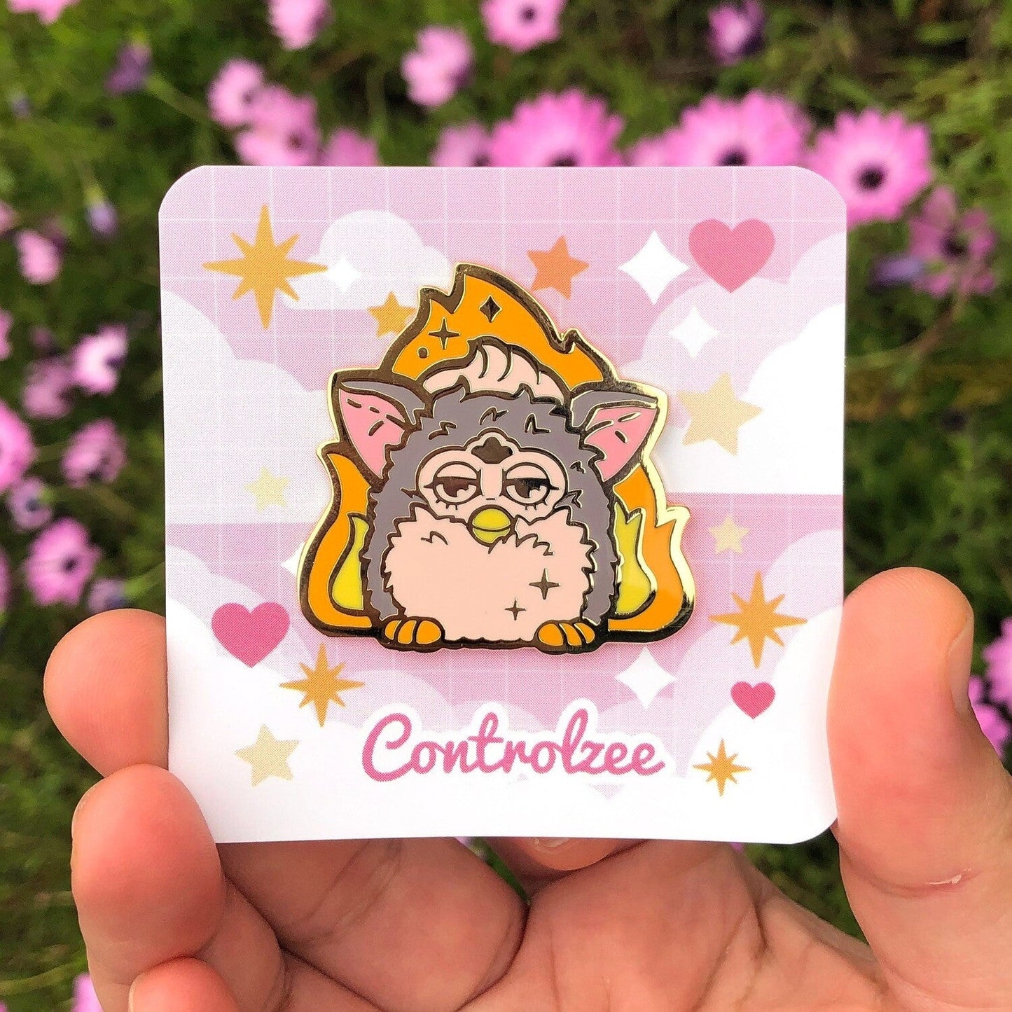 Grey Furby Enamel Pin