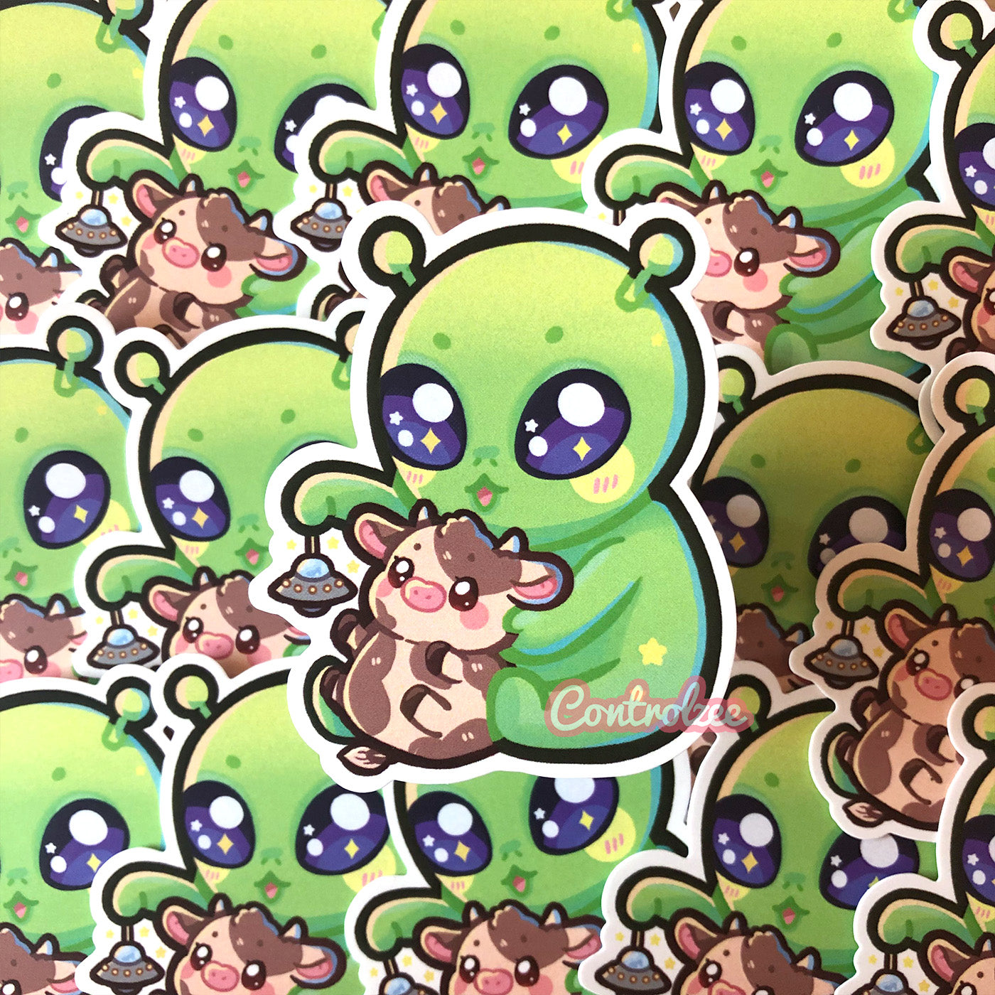 Alien & Baby Moo Sticker