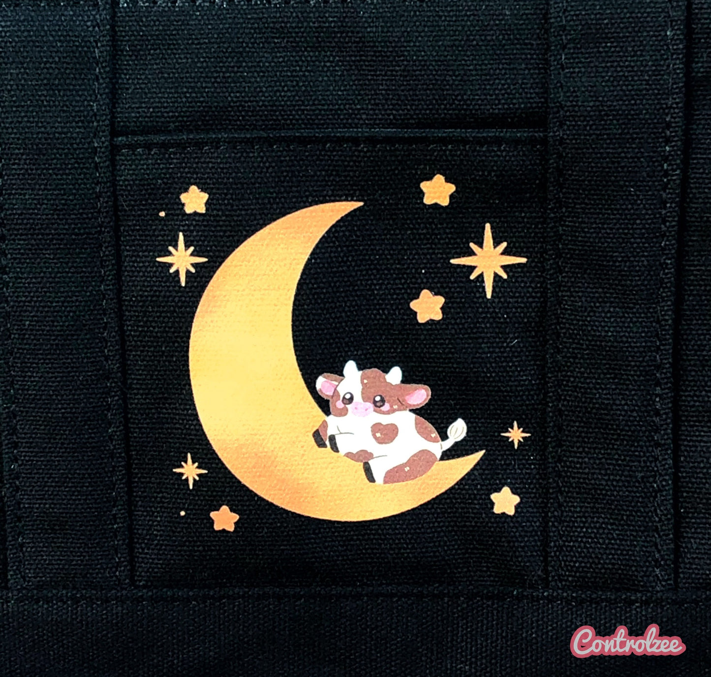 Black Moo Cow Canvas Bag
