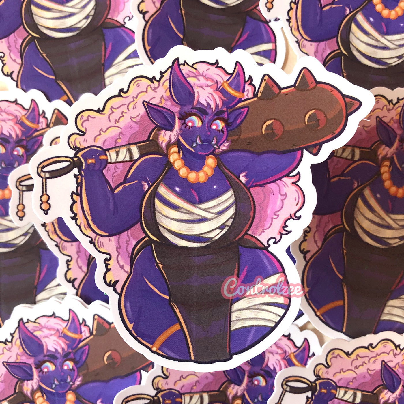 Blue Oni Girl Sticker (B Grade)