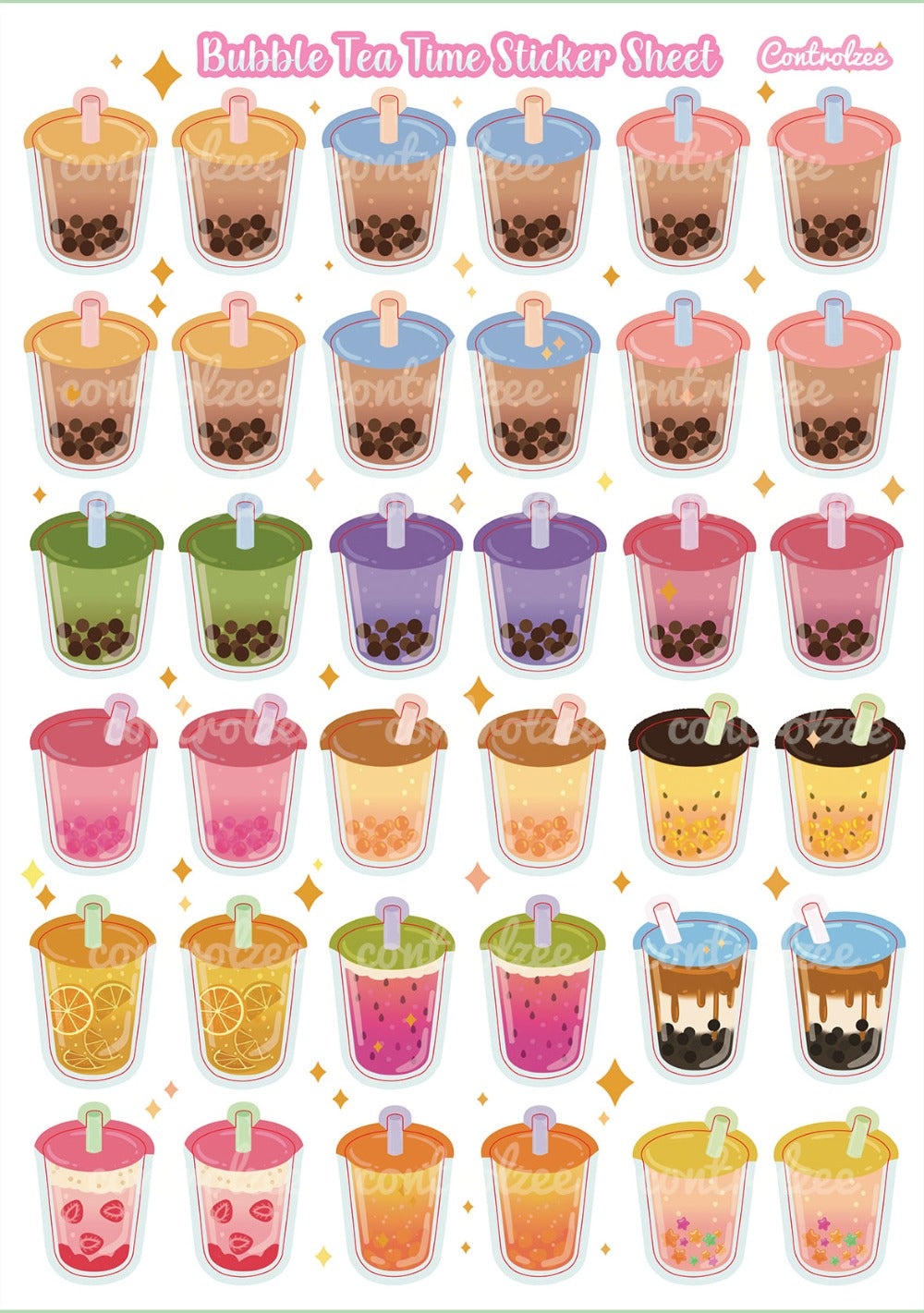 Bubble Tea Time Sticker Sheet