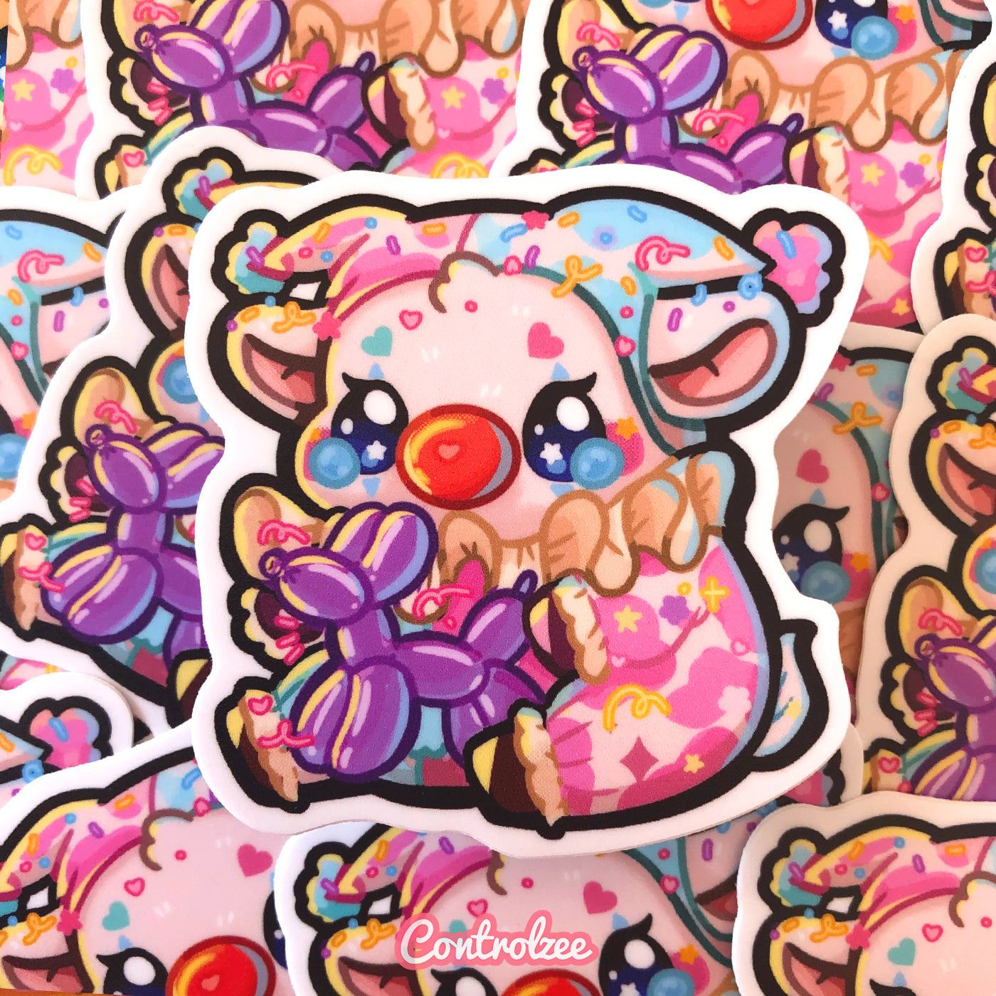 Clown Cow Sticker