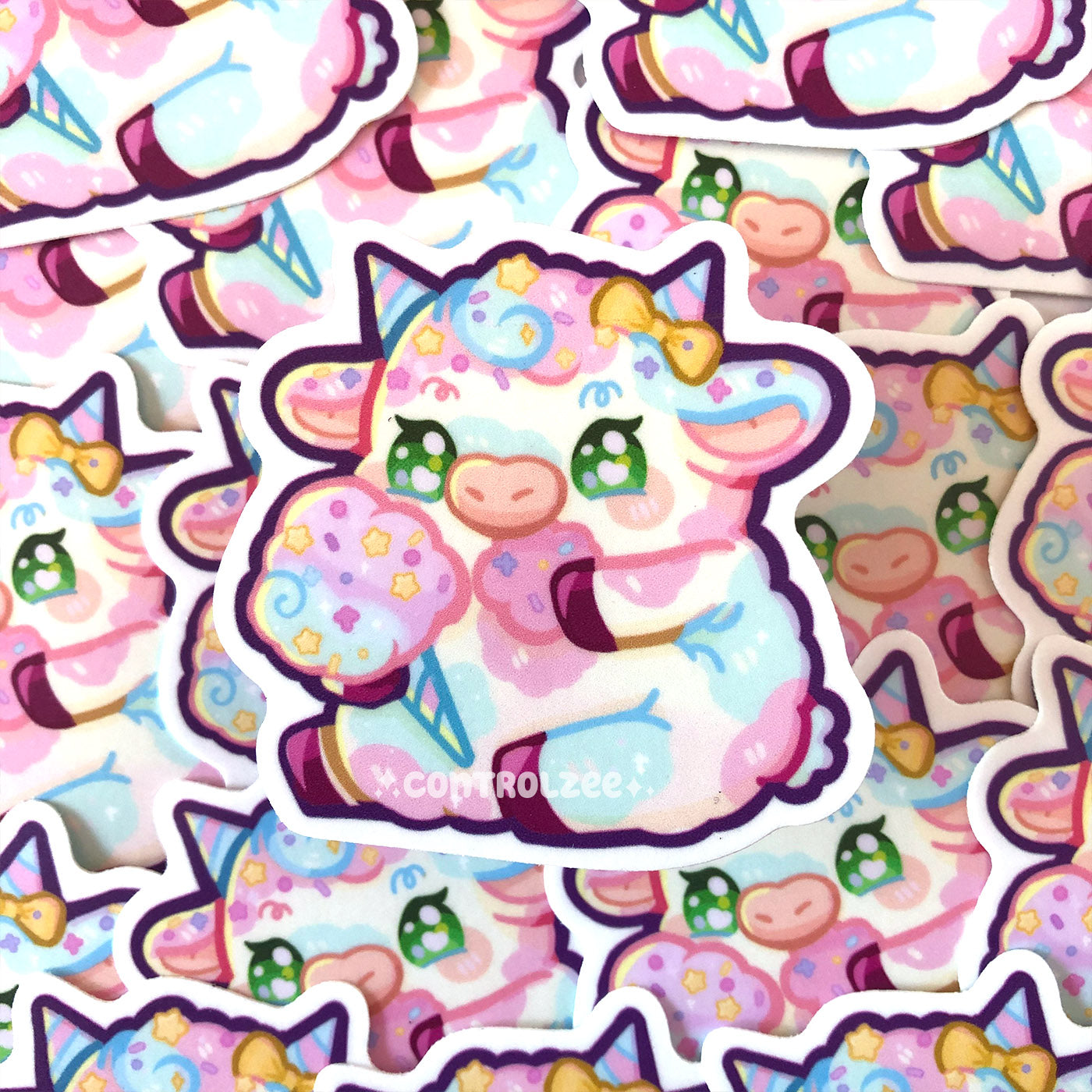 Cotton Candy Cow Sticker