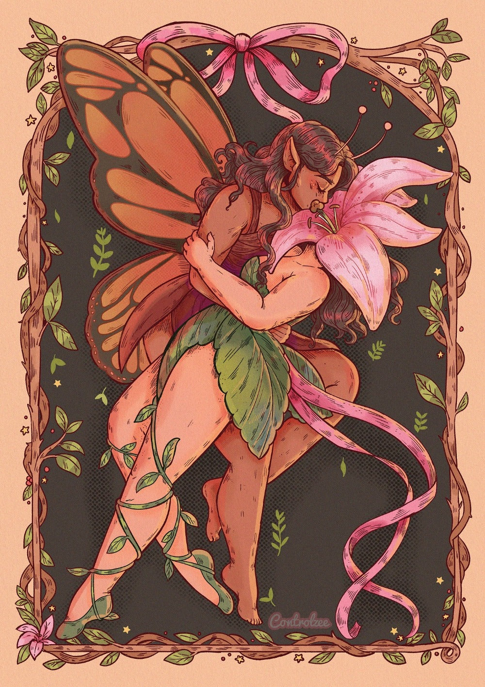 Dance of the Fairy & Flower Print