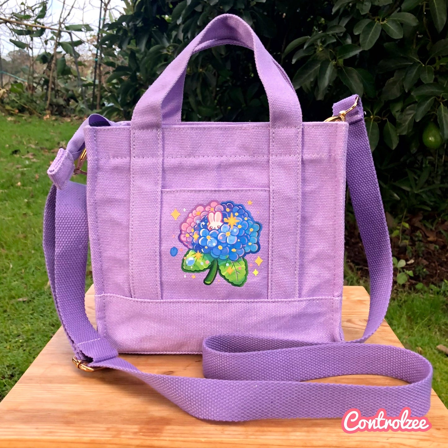 Lilac Hydrangea Bunny Canvas Bag
