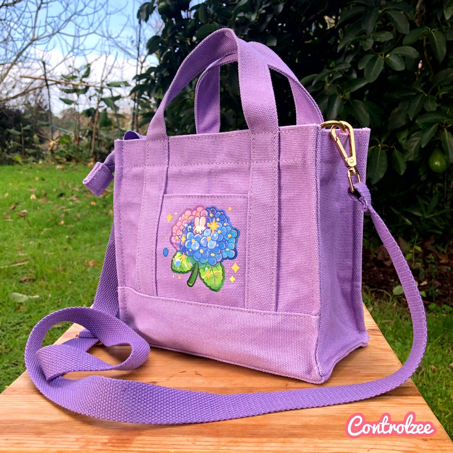 Lilac Hydrangea Bunny Canvas Bag