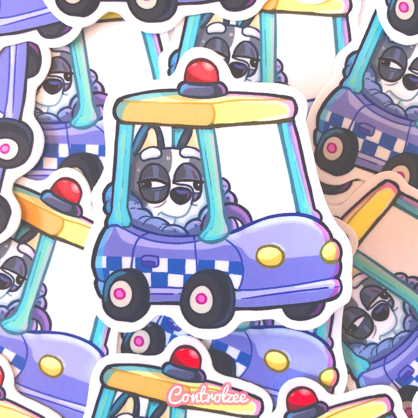 Muffin in Police Car Sticker (Bluey)