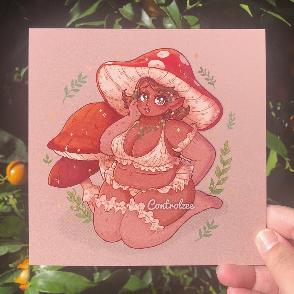 Mushroom Girl Pin Up Print