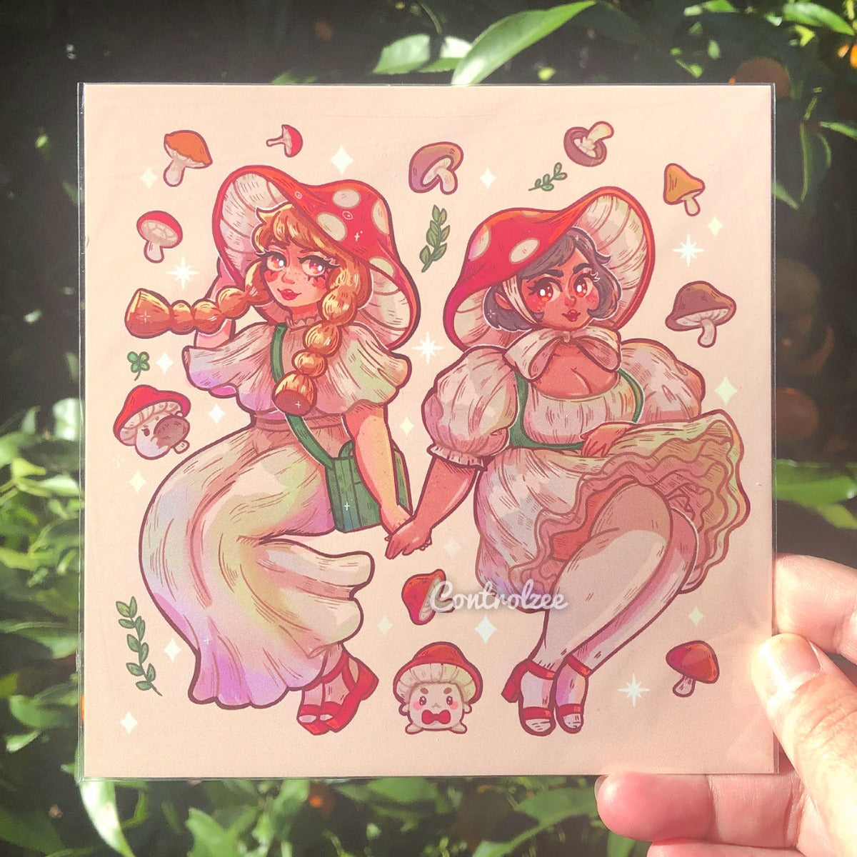 Mushroom Girl Friends Print