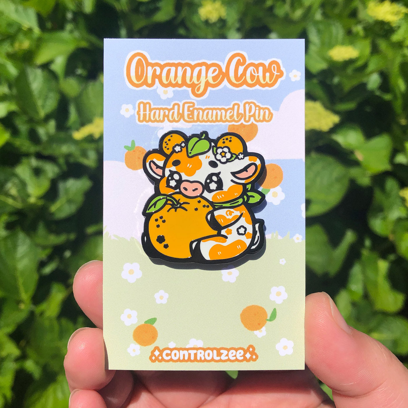 Orange Cow Enamel Pin