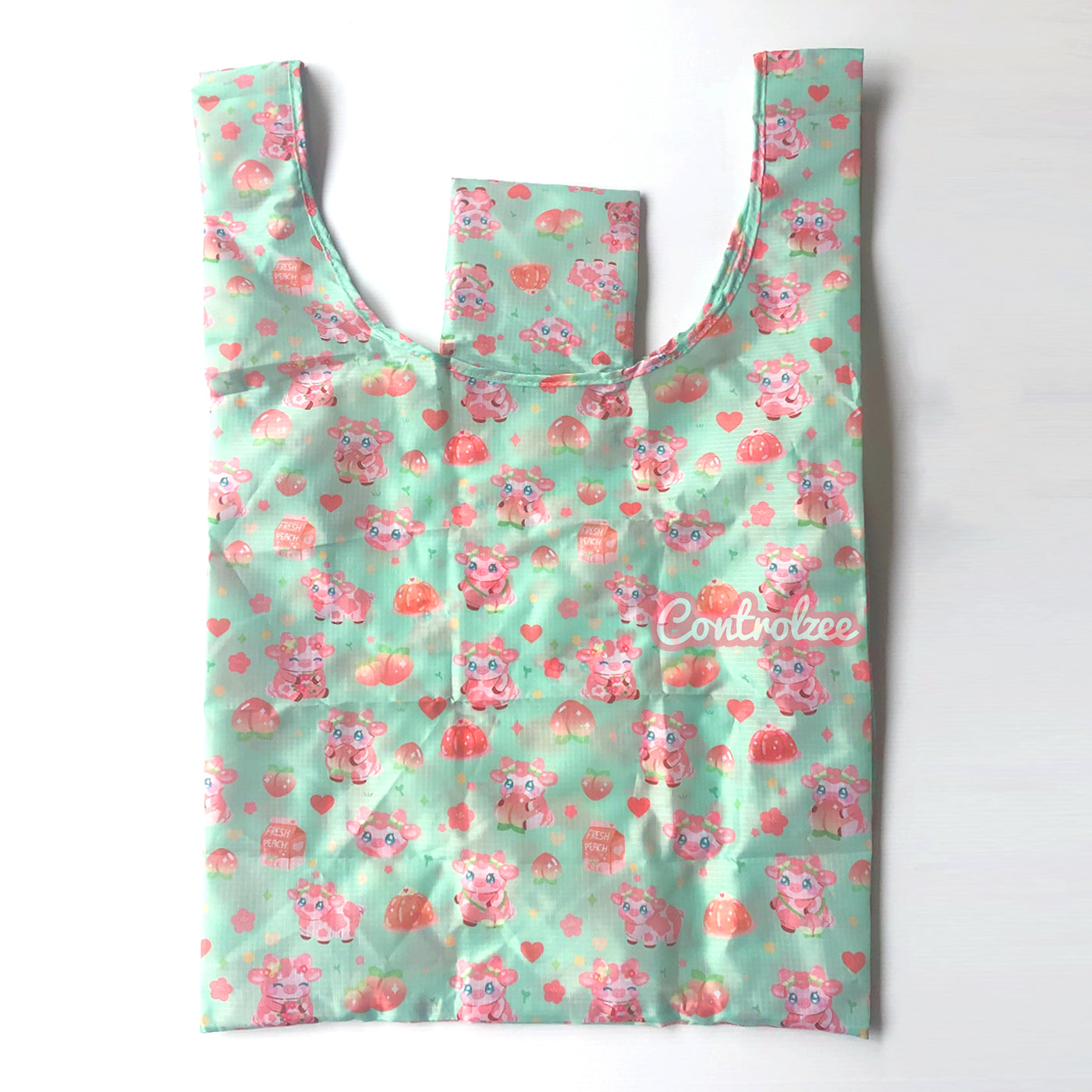 Peach Cow Reusable Shopping Bag
