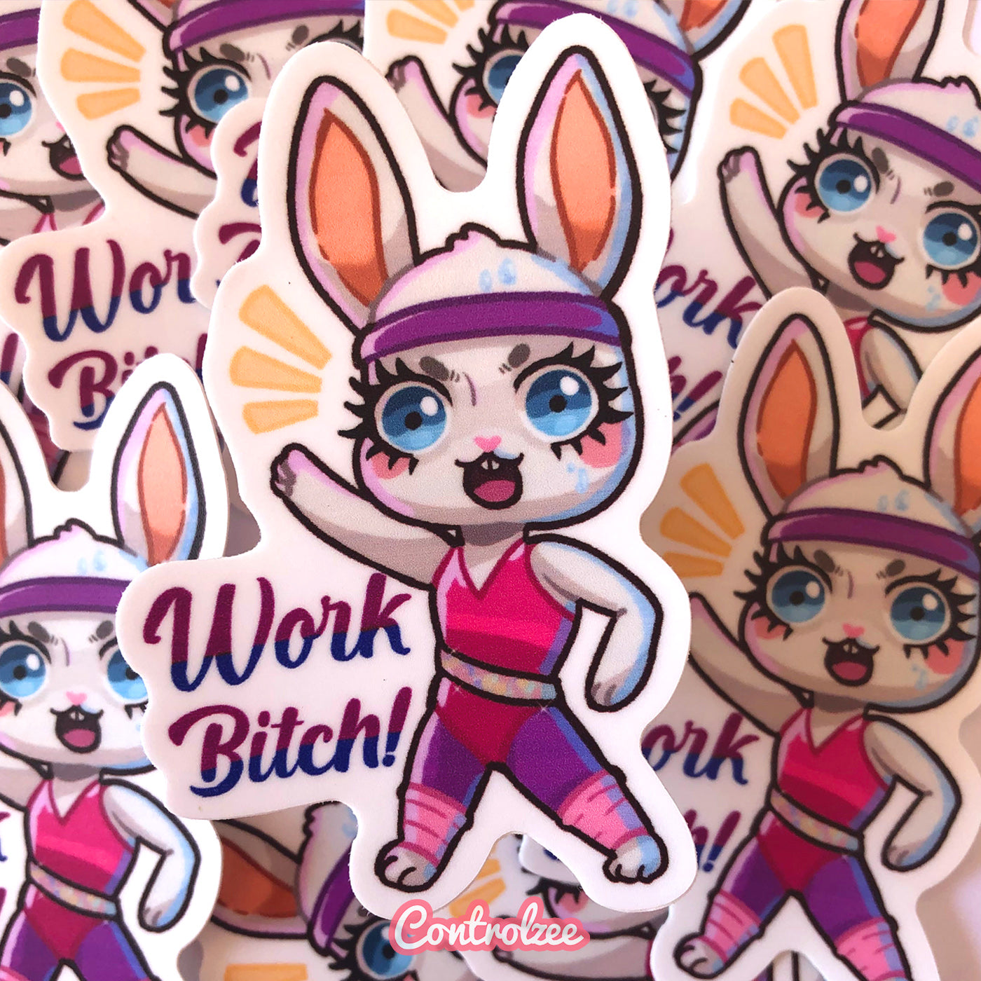 Work Bitch! Zoobee Bunny Sticker