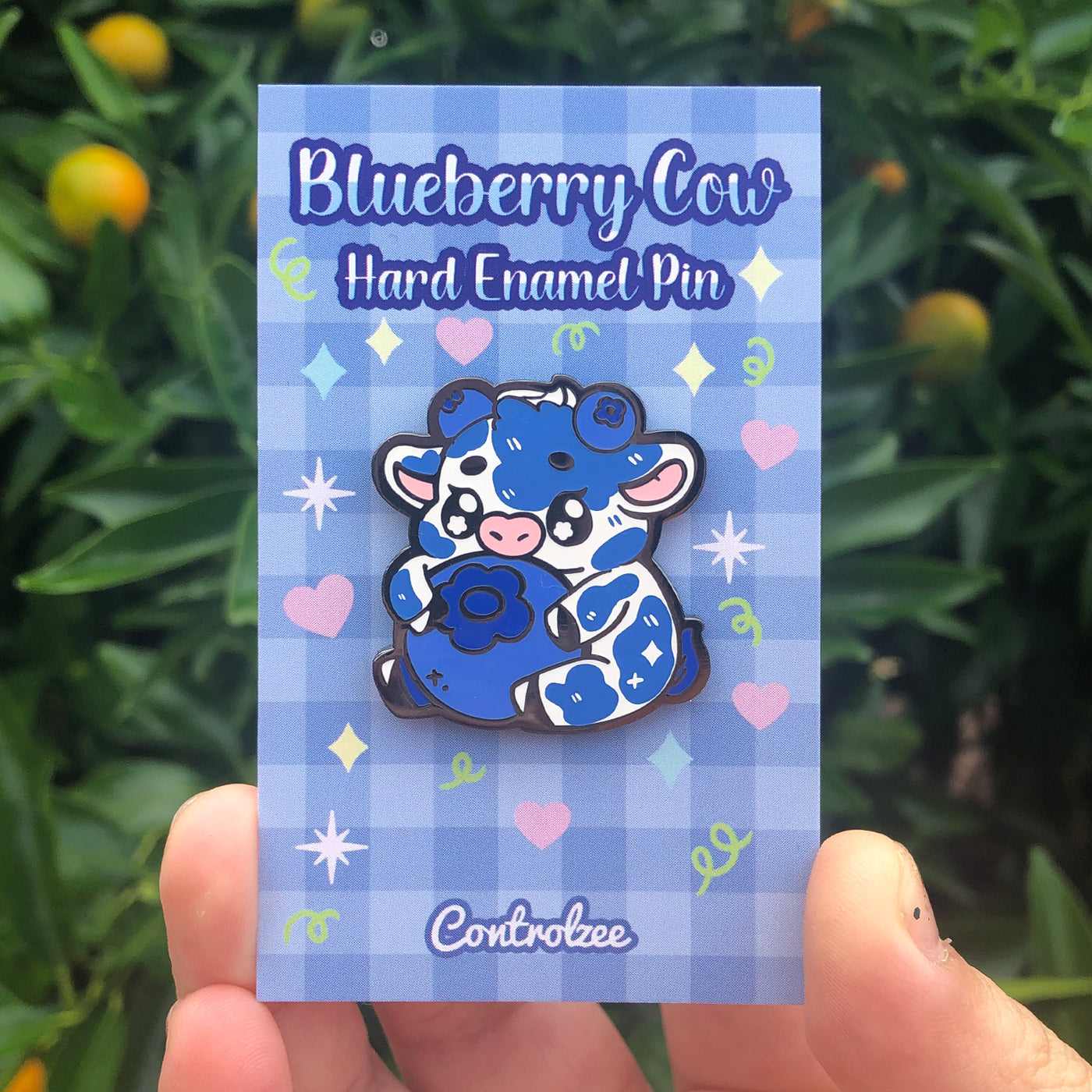 Blueberry Cow Enamel Pin