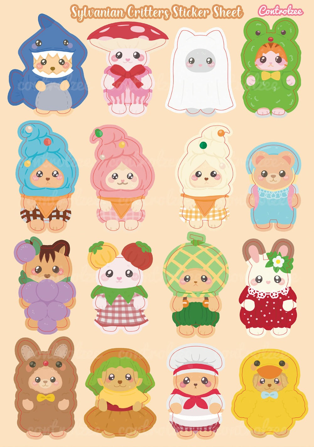 Sylvanian Critters Sticker Sheet