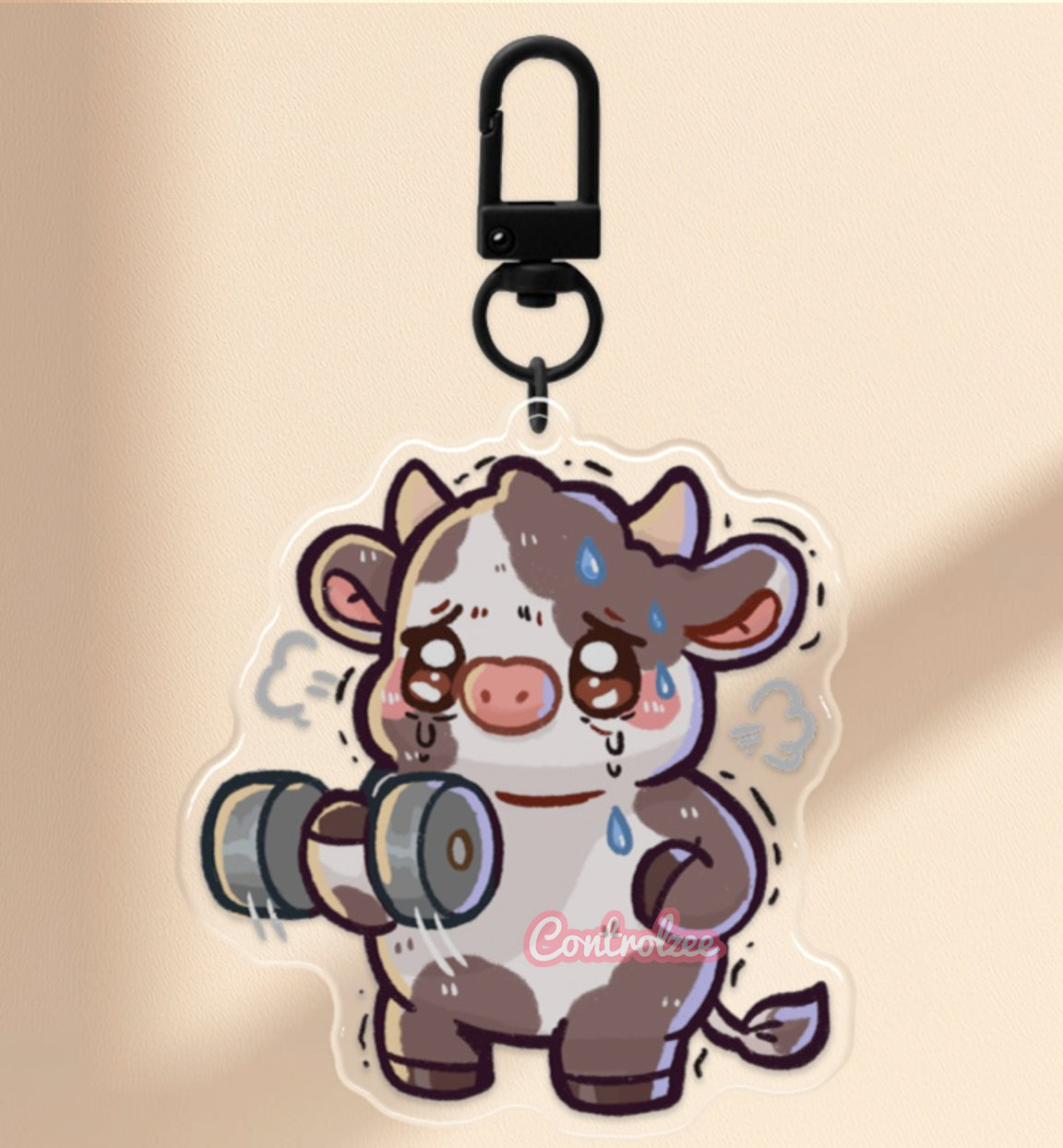 Dumbbell Struggle Moo Keychain