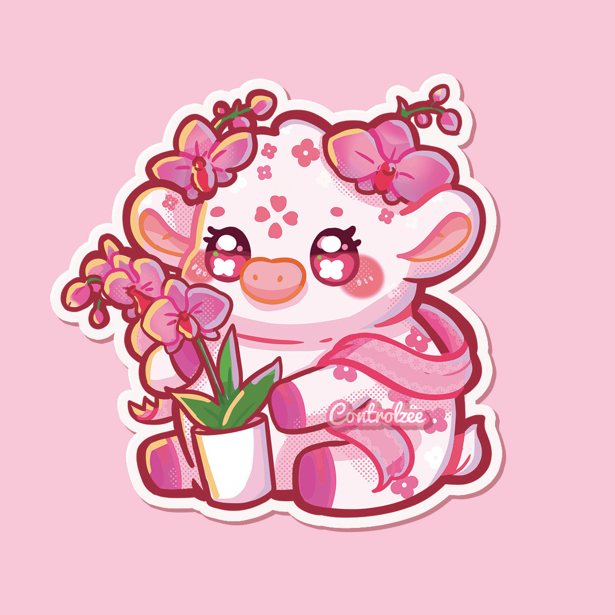 Orchid Moo Sticker