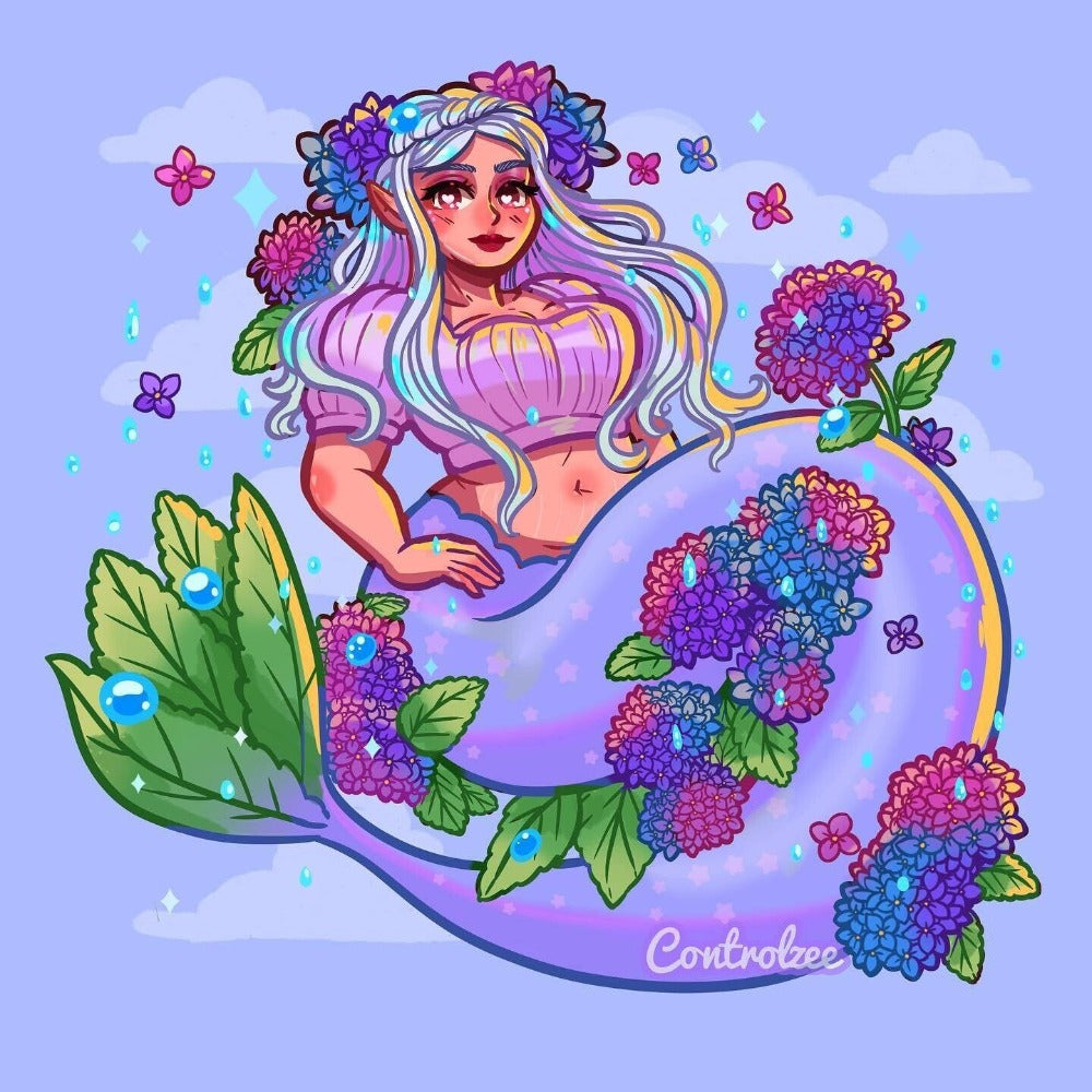 Hydrangea Mermaid Print (Mermay Collection 2022)