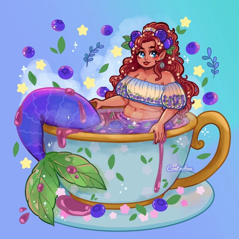 Blueberry Tea Mermaid Print