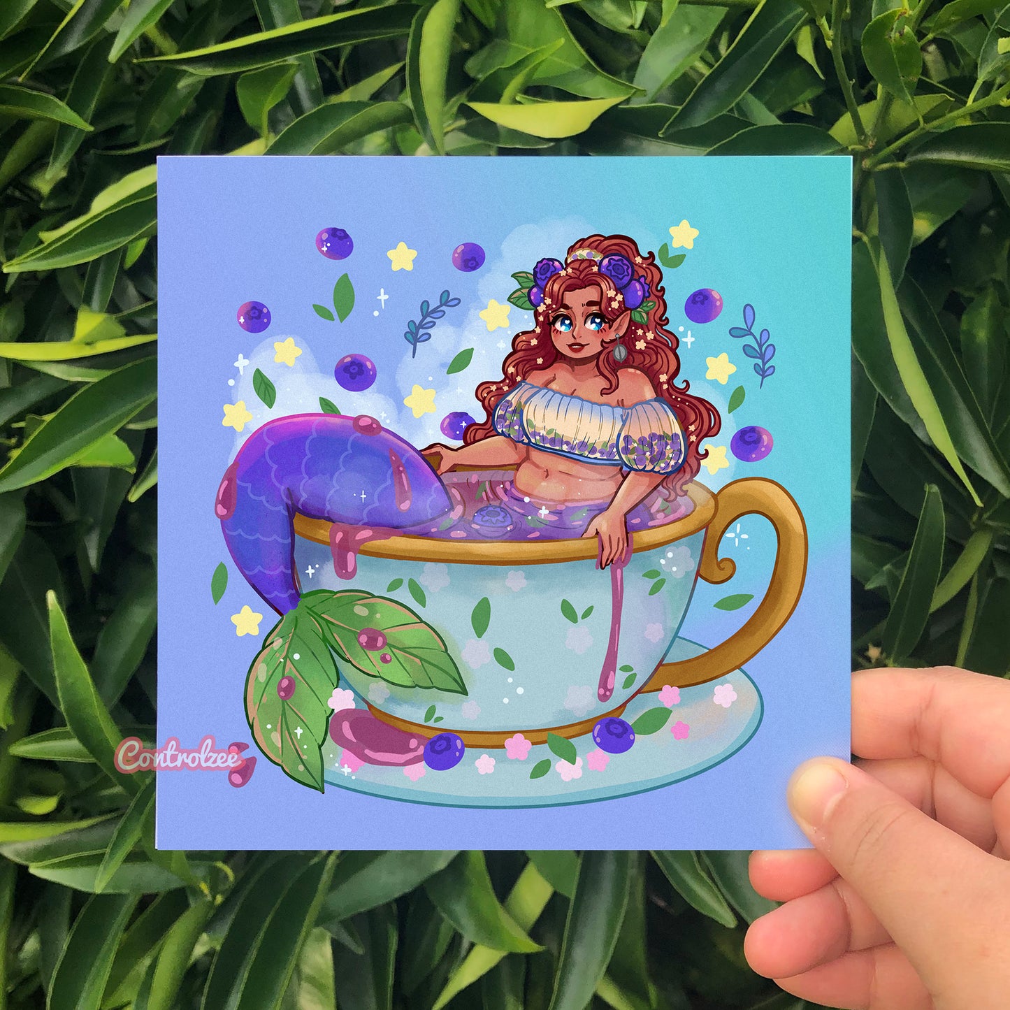 Blueberry Tea Mermaid Print