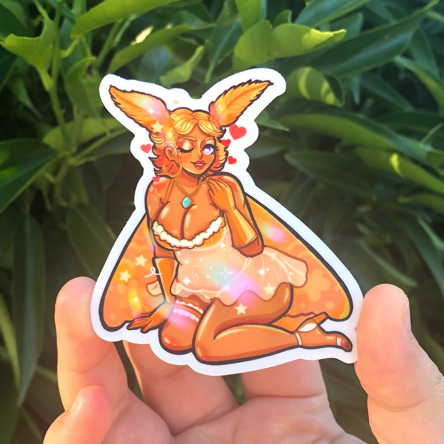 Butterscotch the Orange Moth Girl Sticker