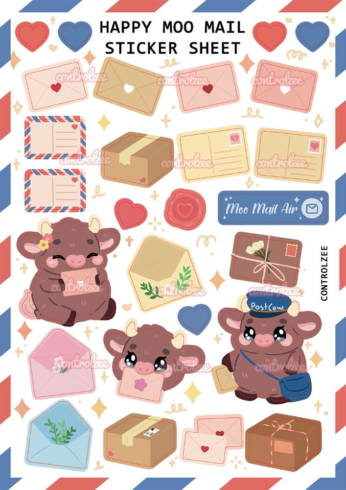 Happy Moo Mail Sticker Sheet