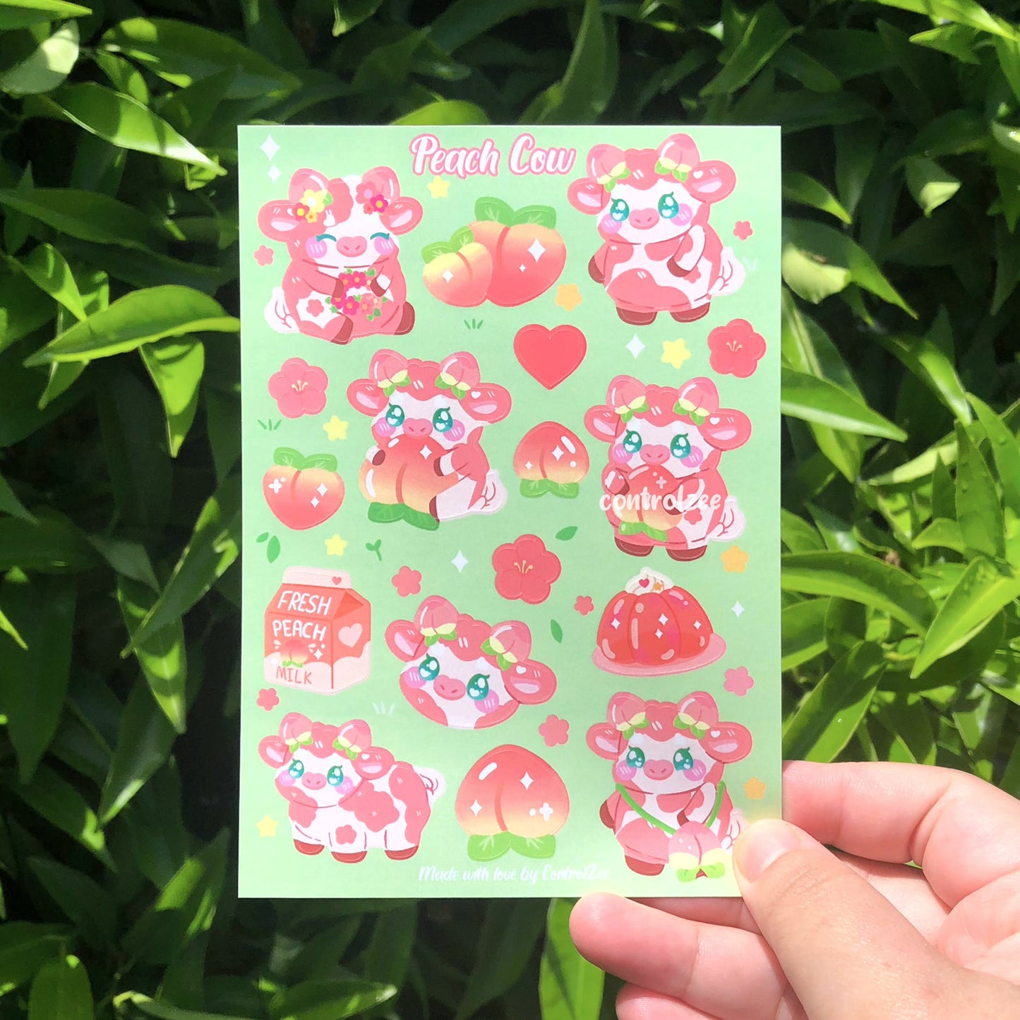 Peach Cow Sticker Sheet