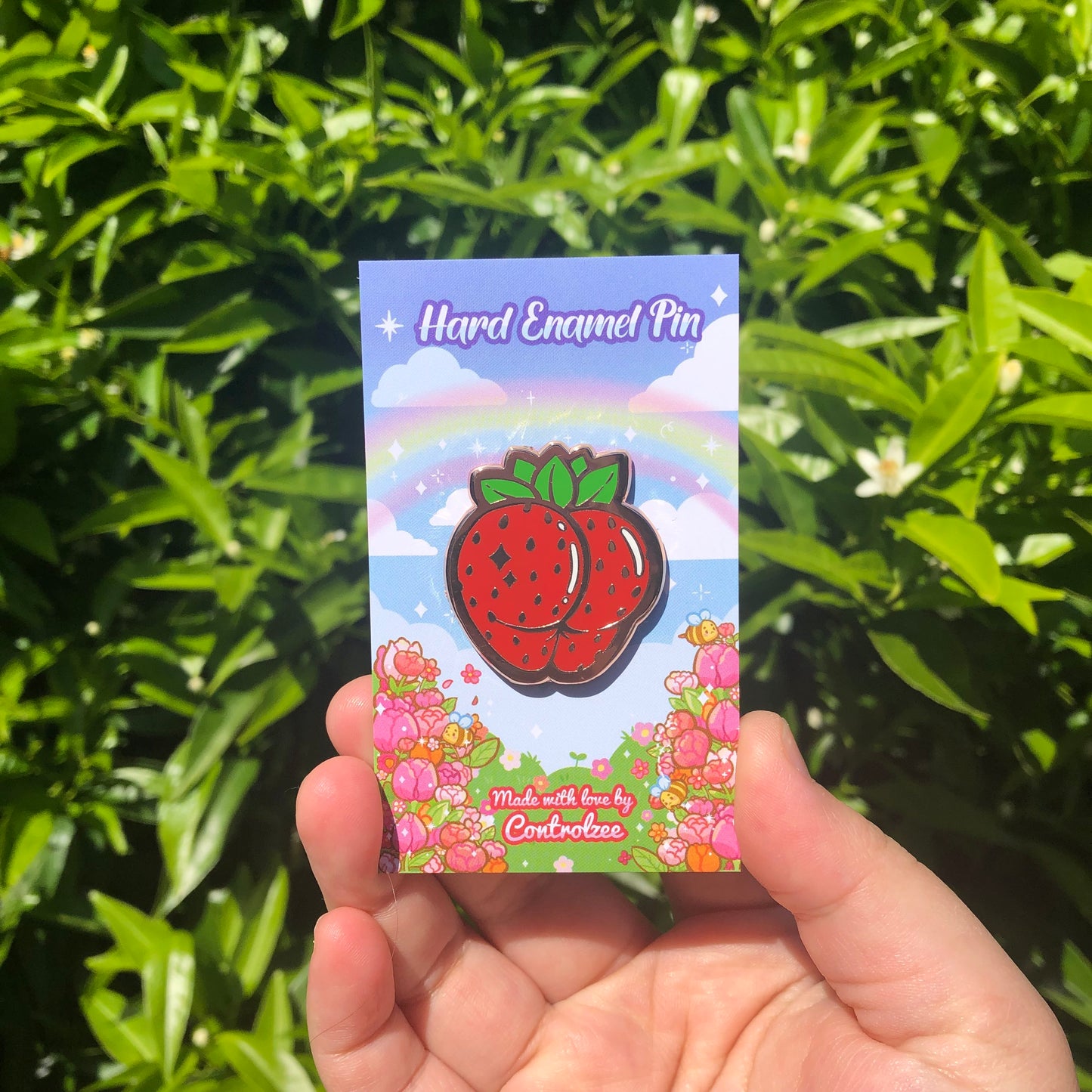 Strawberry Butt Enamel Pin