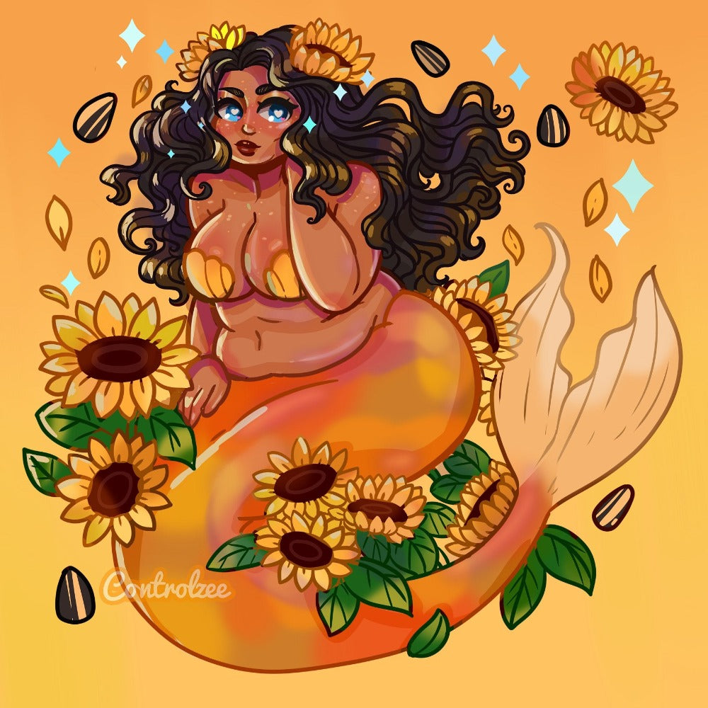 Sunflower Mermaid Print (Mermay Collection 2022)
