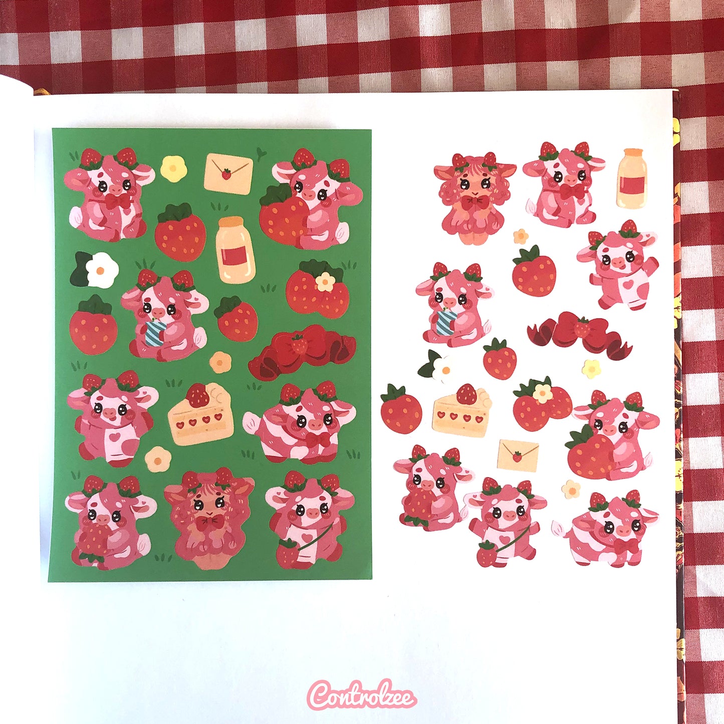 Strawberry Cow Sticker Sheet