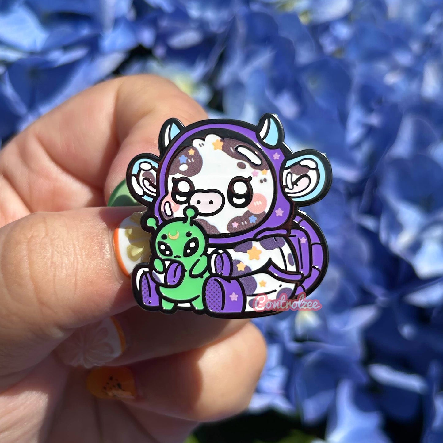 Astronaut Moo Enamel Pin