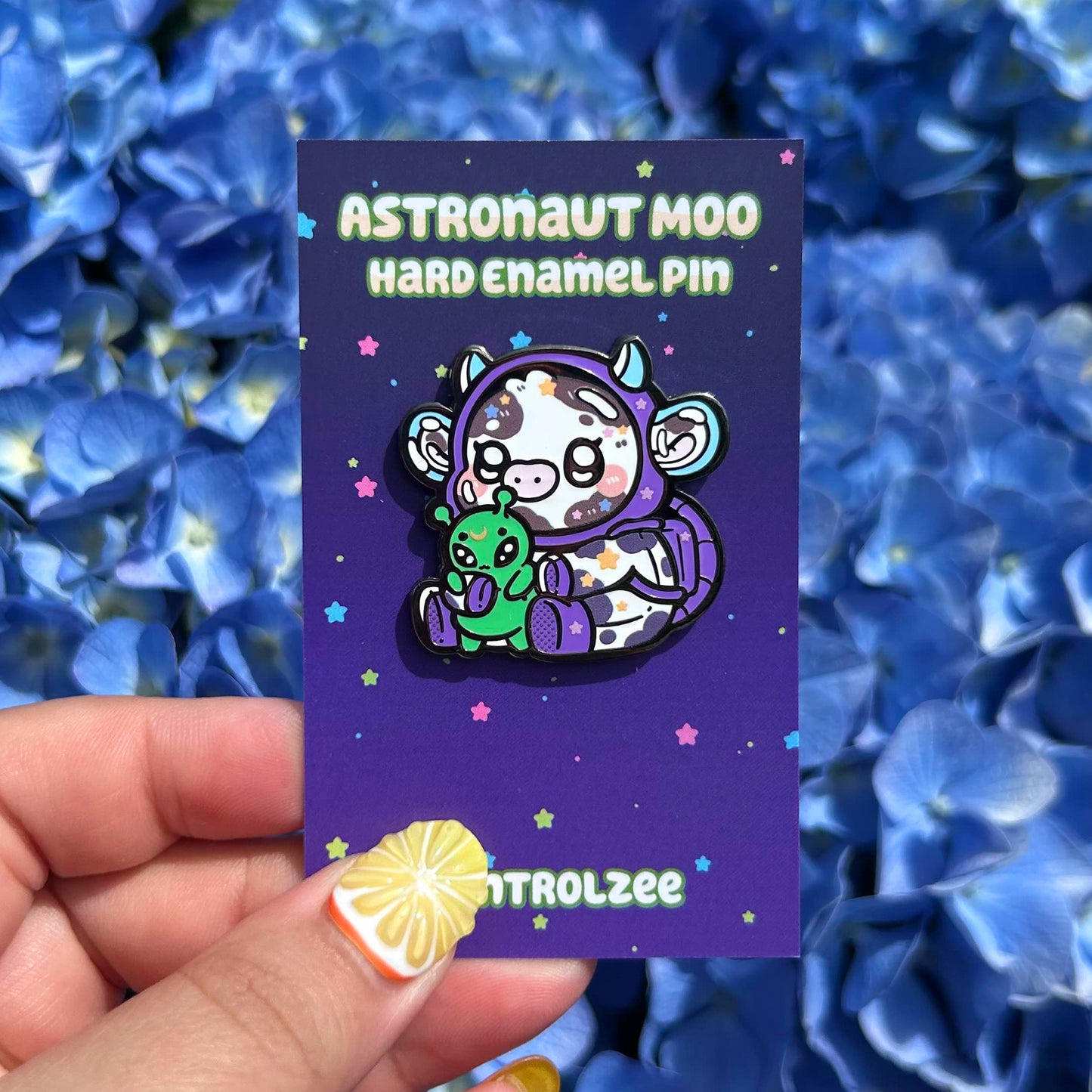 Astronaut Moo Enamel Pin
