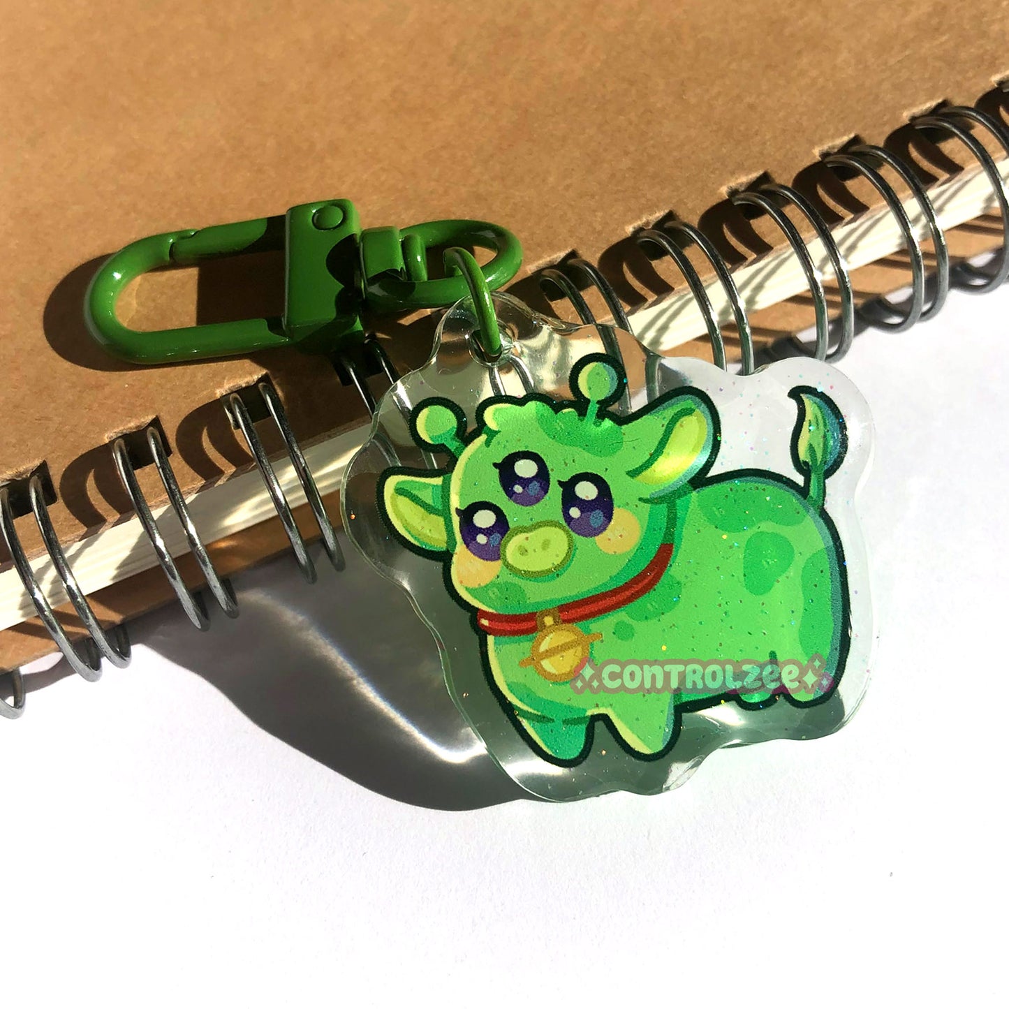 Green Alien Cow Acrylic Keychain