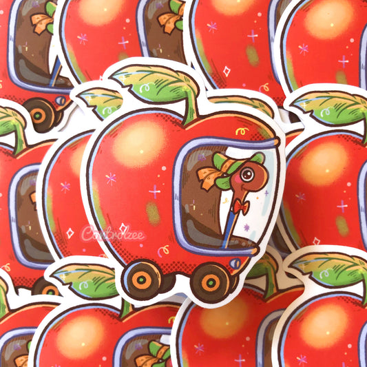 Lowly Worm in Apple Car Sticker