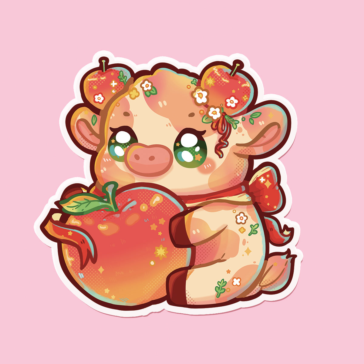 Apple Cow Sticker