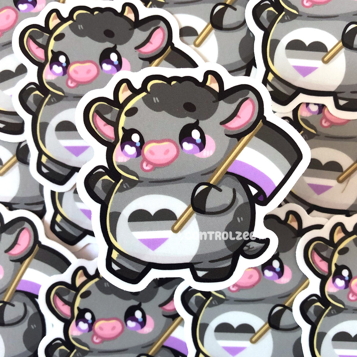 Asexual Pride Cow Sticker