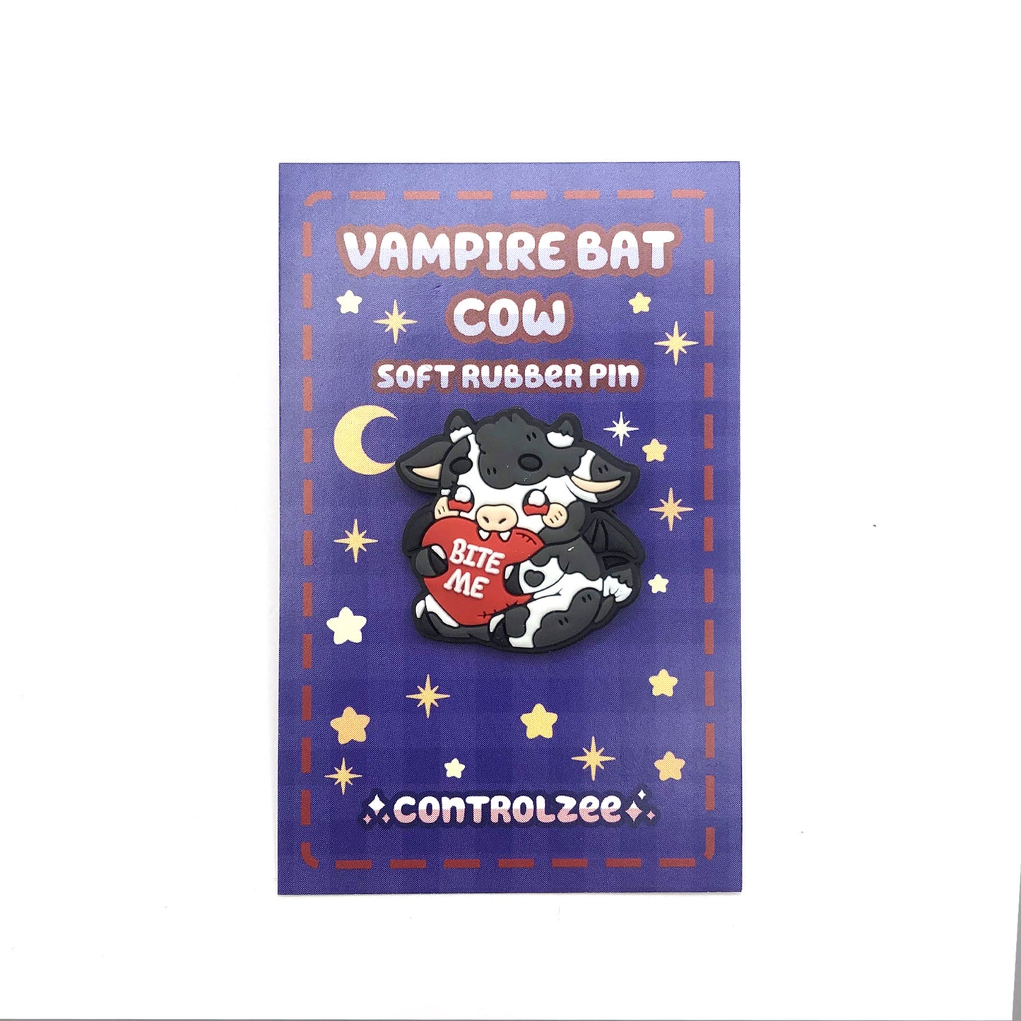 Vampire Bat Cow Rubber Pin