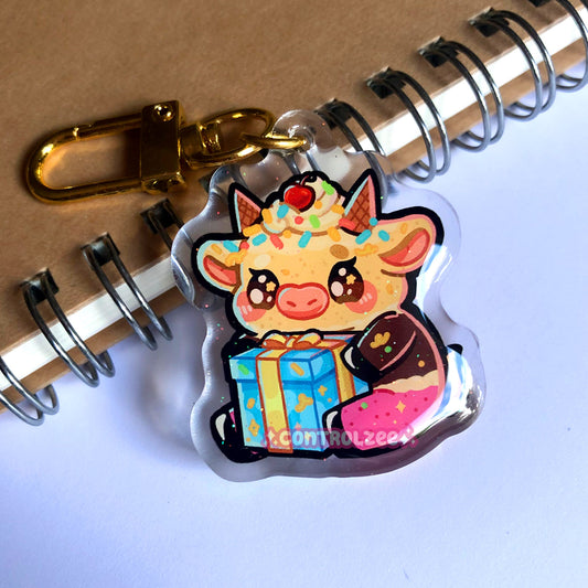 Celebration Cow Acrylic Keychain