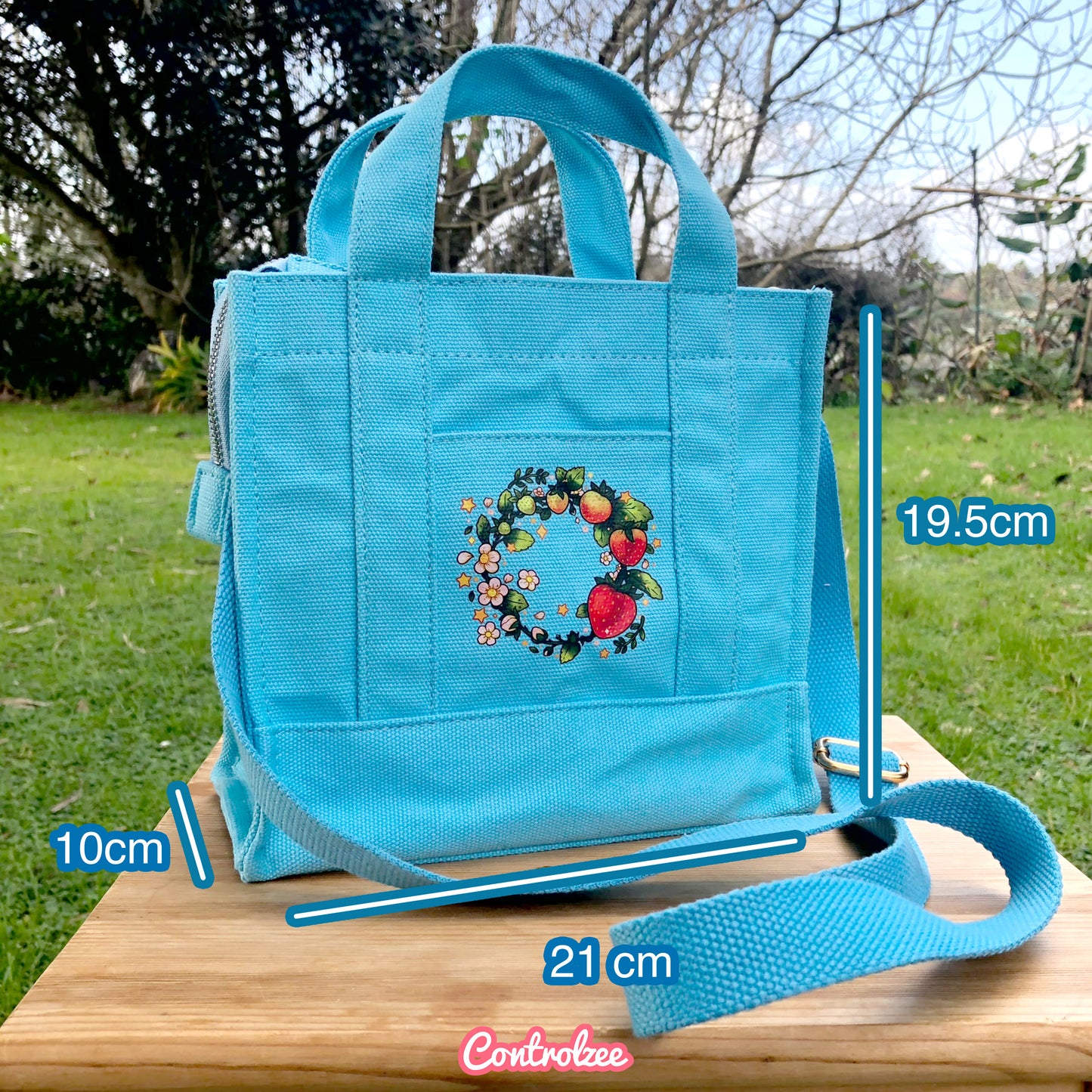 Light Blue Strawberry Canvas Bag