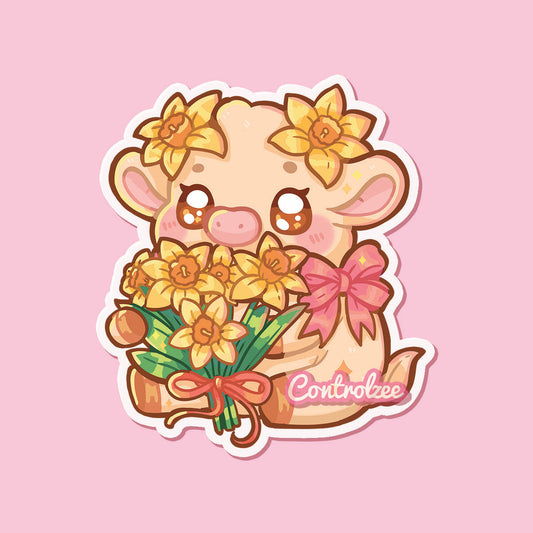 Daffodil Moo Sticker