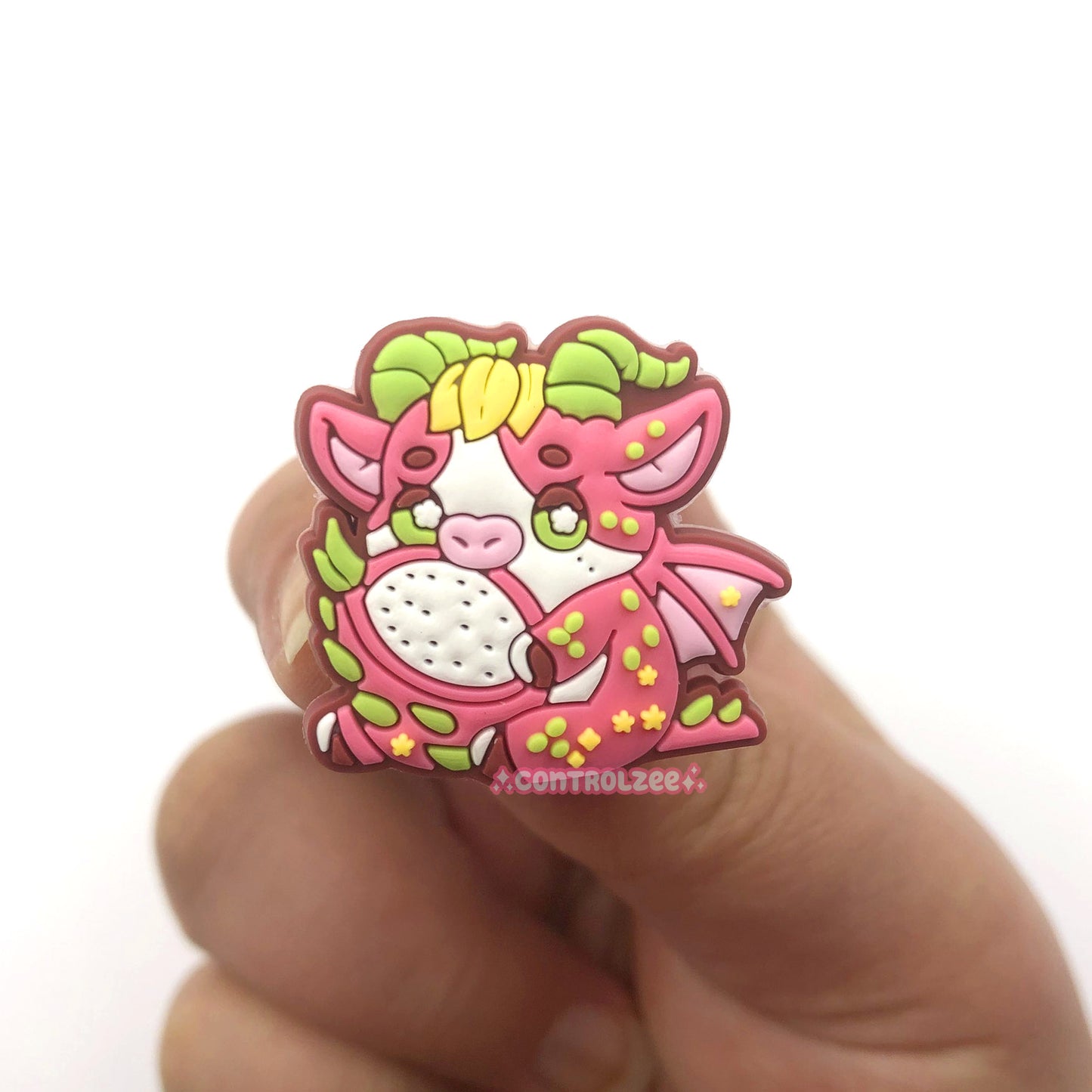 Dragonfruit Cow Rubber Pin