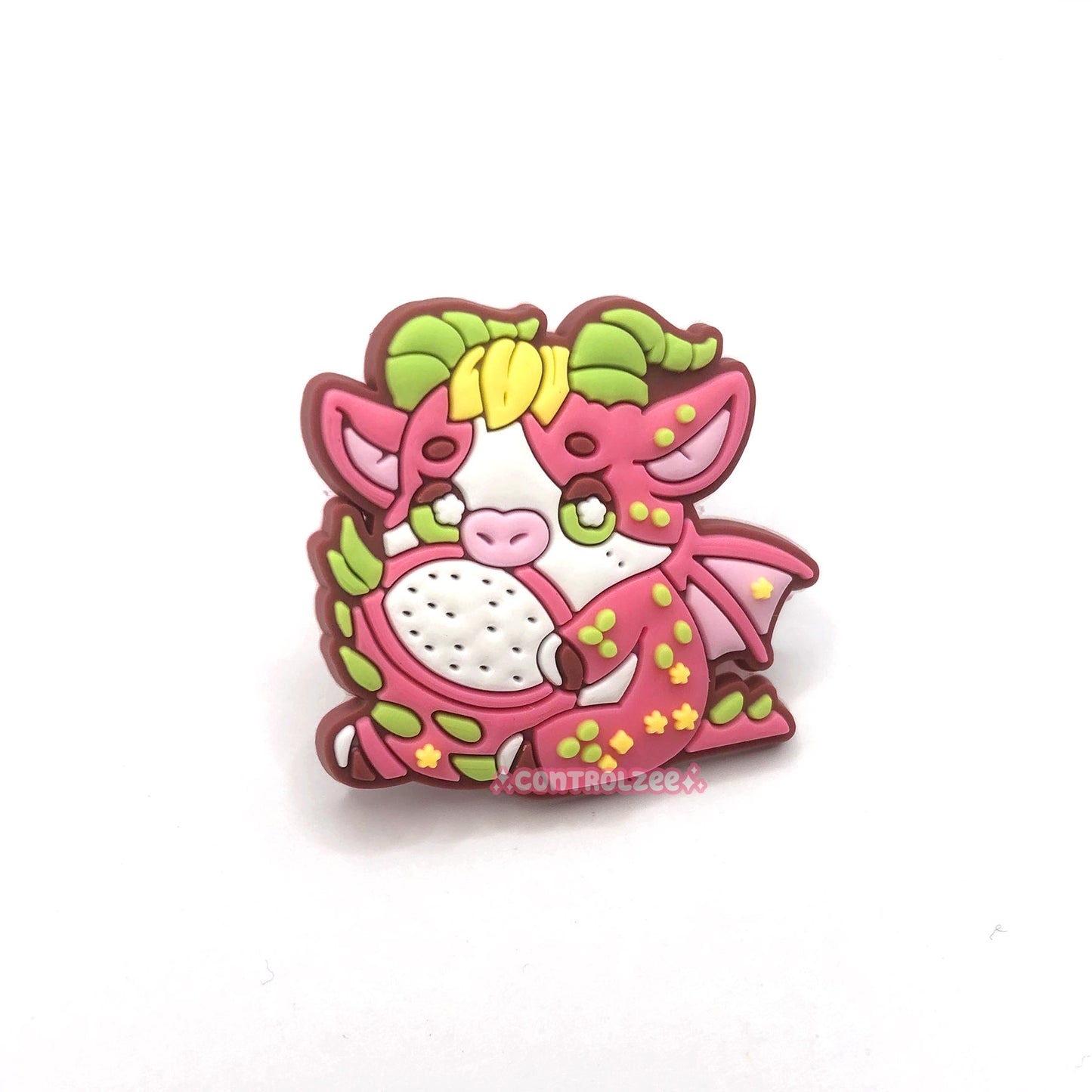 Dragonfruit Cow Rubber Pin