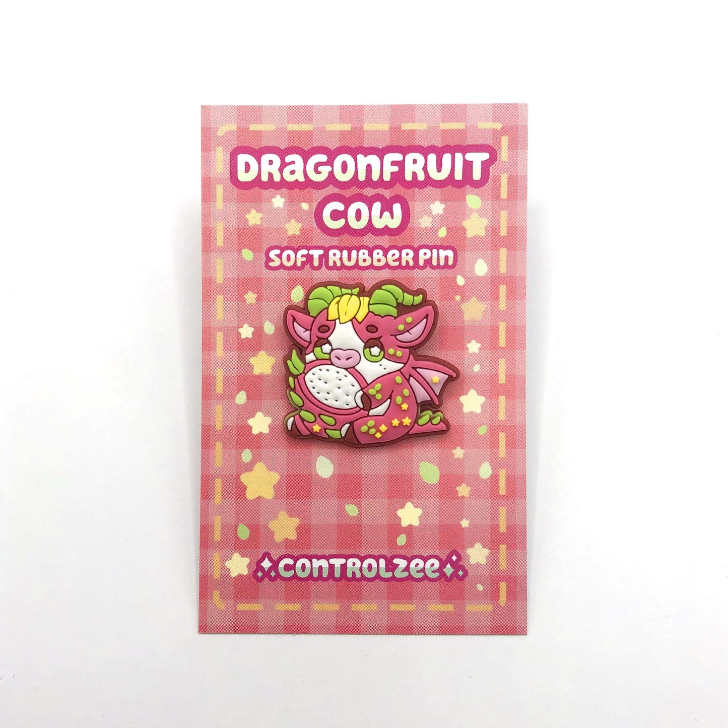 Dragonfruit Cow Rubber Pin