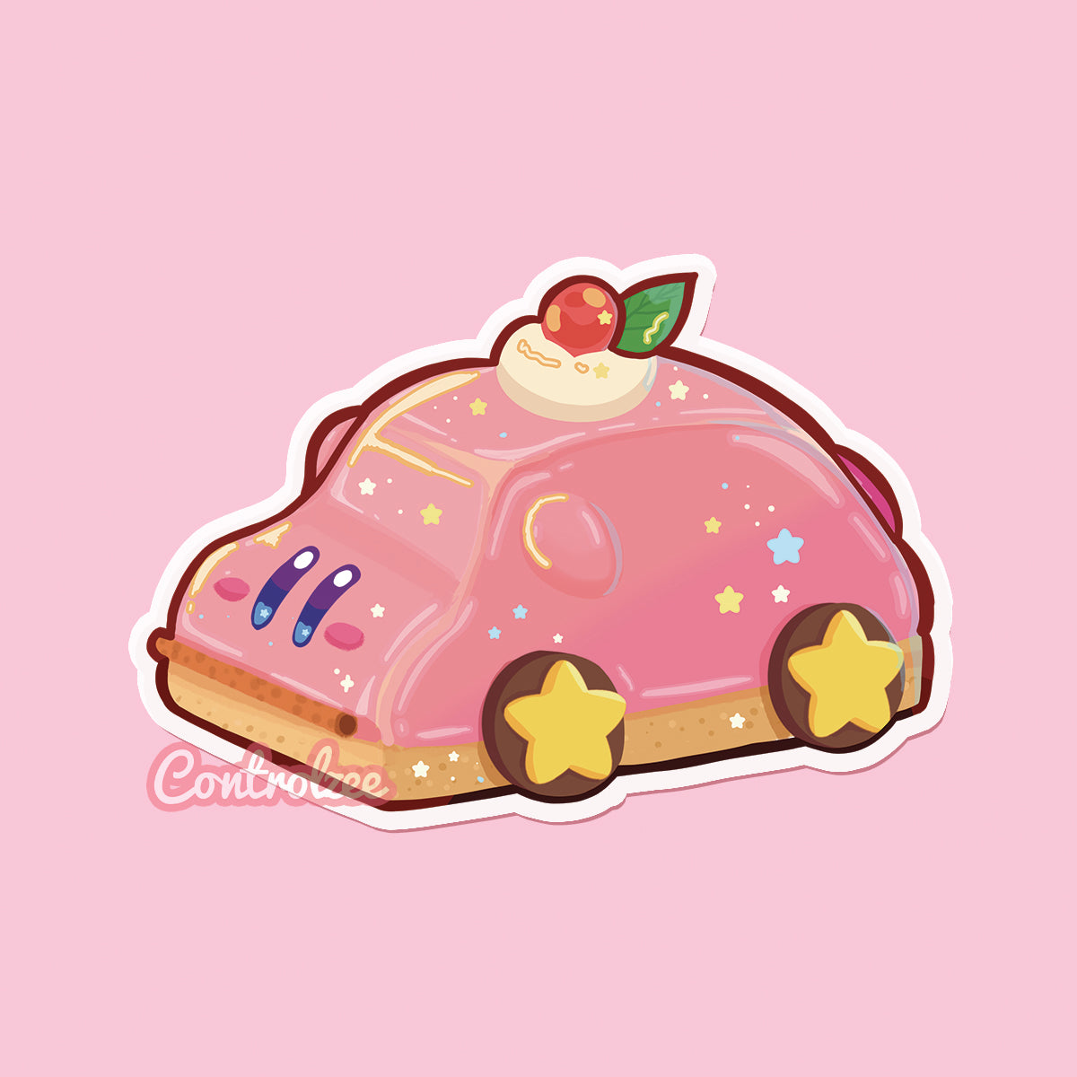 Kirby Car Cake Sticker