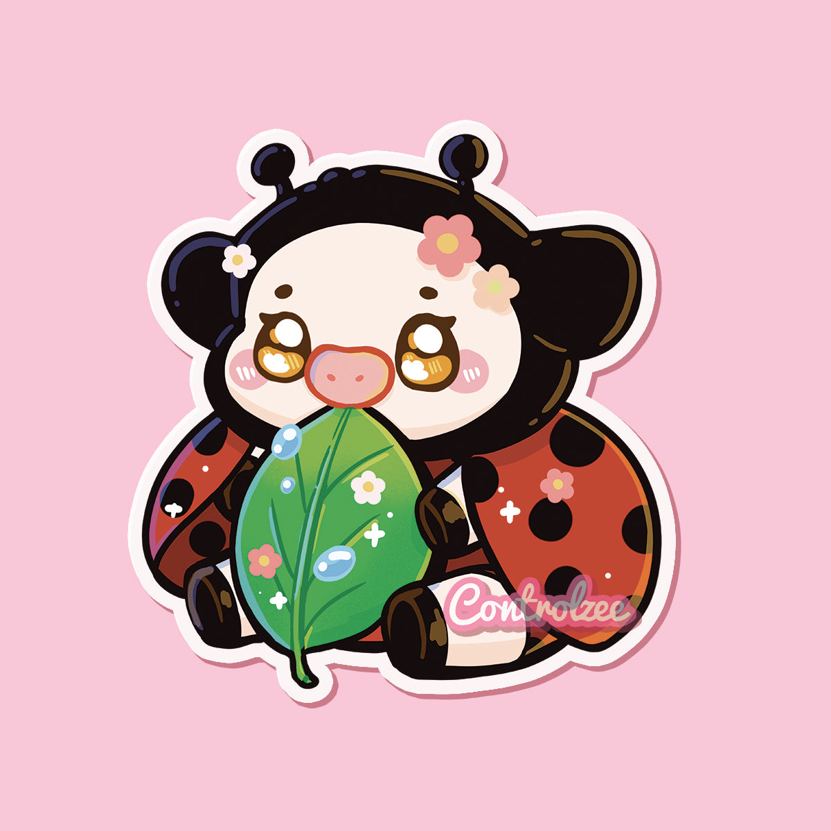 Ladybug Cow Sticker