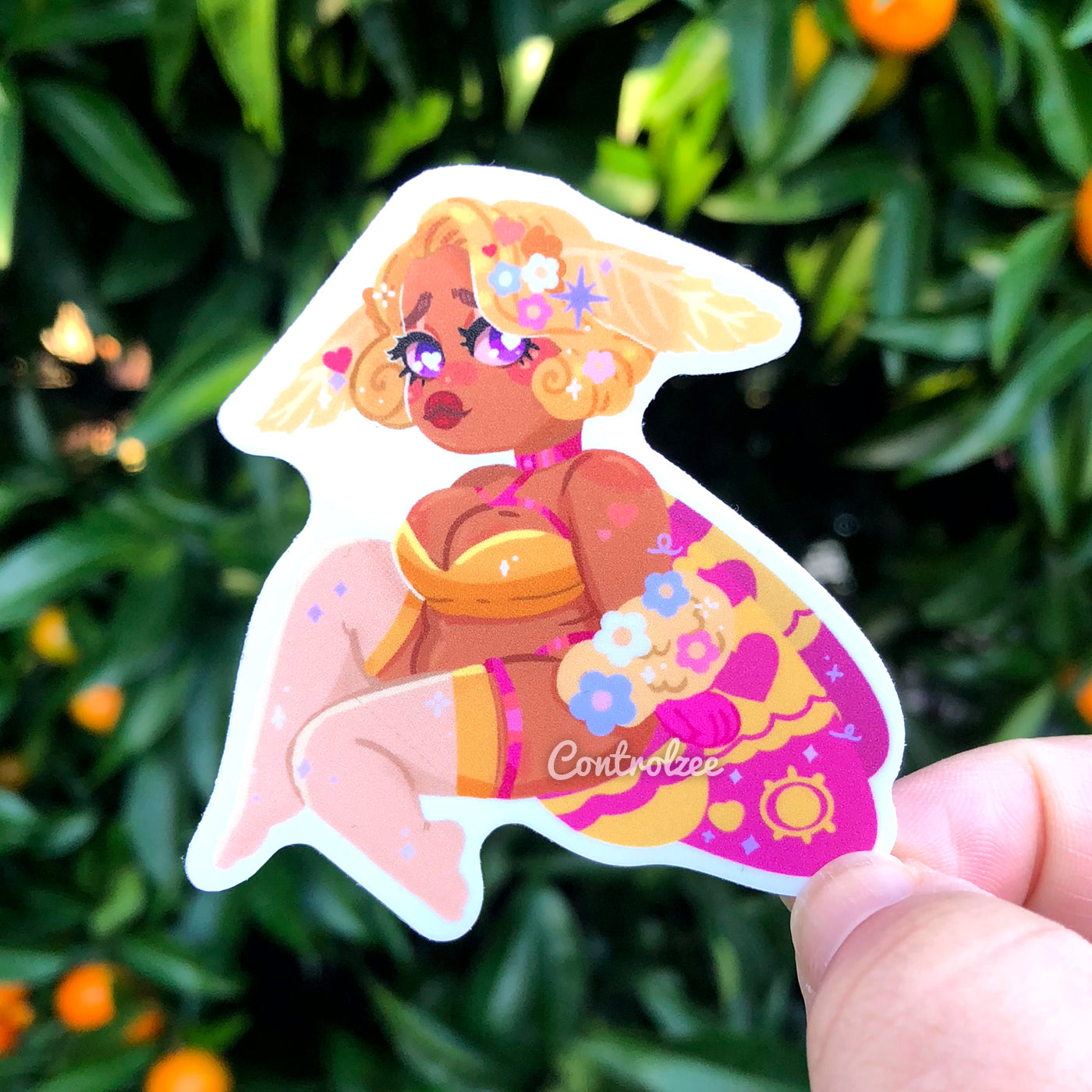 Lamington the Rosy Maple Moth Girl Sticker (Chibi)