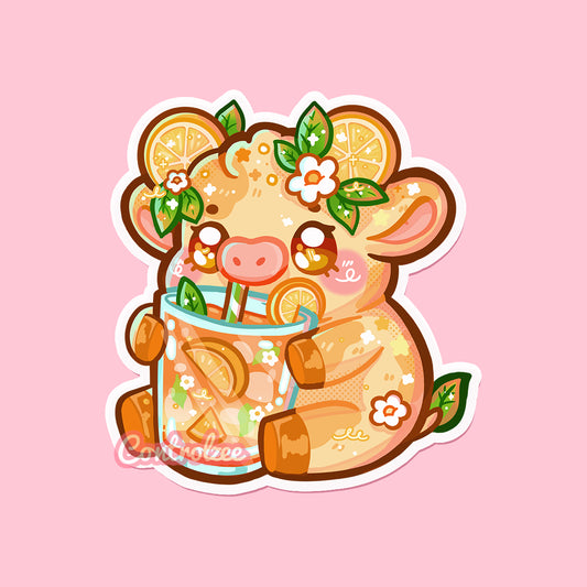 Lemon Iced Tea Cow Sticker