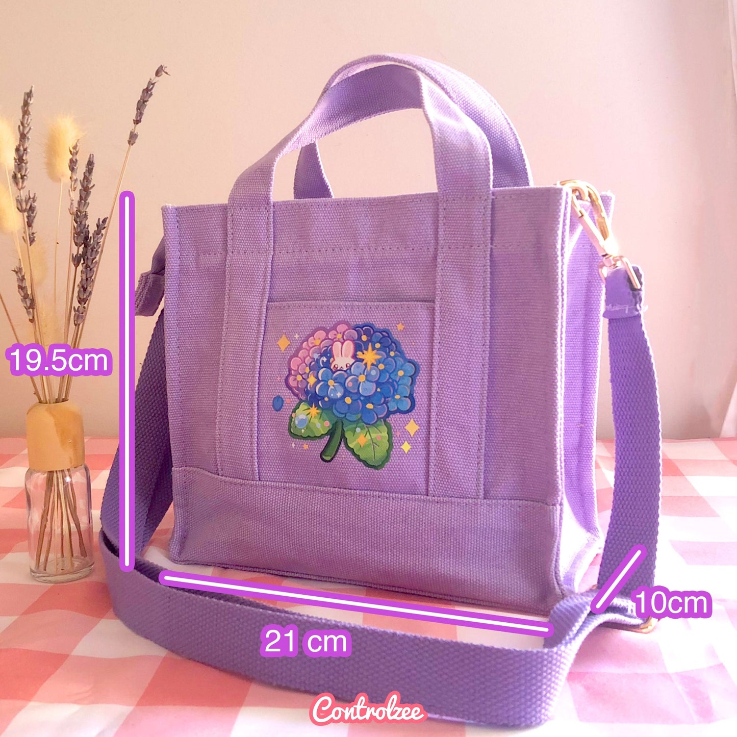 Lilac Hydrangea Bunny Canvas Bag