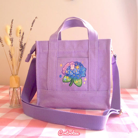 Lilac Hydrangea Bunny Canvas Bag